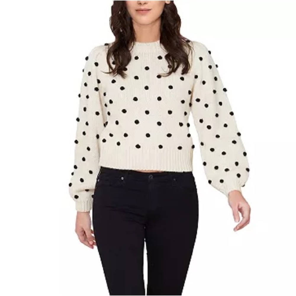 Cliché | Women's Pom Pom Puff Sleeve Sweater
